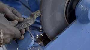 Engineer working with Automatic Iron cutter machine. High-quality 4k footage