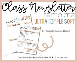 Class Newsletter Editable & Printable Templates - Ultra Simple Soft PPT File Download - Etsy UK