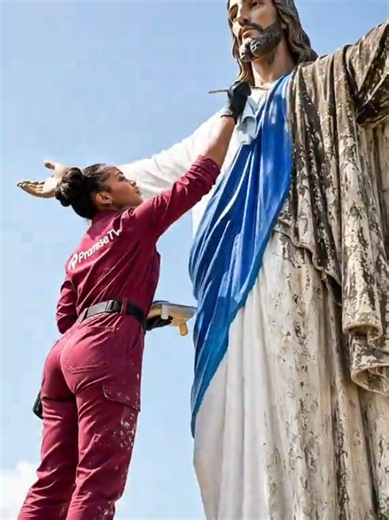 💔 This beautiful Jesus monument was abandoned for years... Everyone forgot about it... So I decided to restore it back to life. ❤️🙏 Wait until you see the final transformation! 🥹✨ Would you restore a place like this? 👇#PromiseTV #Transformation #BeforeAndAfter #Restoration #FYP