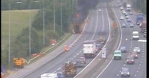 Huge lorry fire closes two lanes on M5 - updates