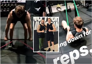 Sam Heughan shares muscly snaps as he hits the gym with ripped pal