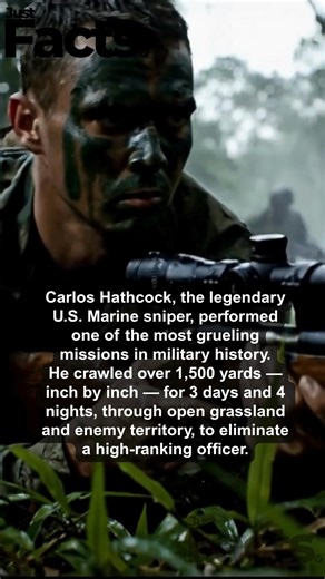 Carlos Hathcock, the legendary U.S. Marine sniper, performed one of the most grueling missions in military history. He crawled over 1,500 yards — inch by inch — for 3 days and 4 nights, through open grassland and enemy territory, to eliminate a high-ranking officer. Exhausted, dehydrated, and nearly discovered multiple times, Hathcock finally took the shot — and changed the course of the battle. He’s also remembered for pulling off the near-impossible: eliminating an enemy sniper by firing direc