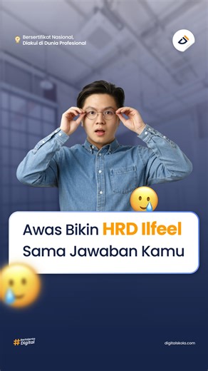 Digital Skola - Bootcamp on Instagram: "Mau di spill jawaban interview apa lagi nih? jangan lupa di save ya biar gak lupa saat interview 😆 #digitalskola #interview #jobseeker"