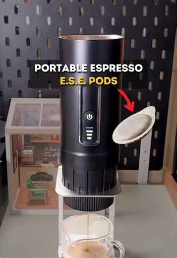 ESE pod espresso from a portable espresso machine #zenithshot #vanlifecoffee #portableespresso #campinggear #travelessentials