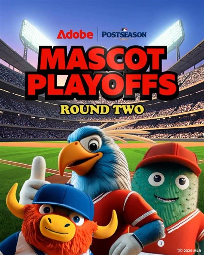 11K views | Round 2 of the Adobe and @MLB Mascot Playoffs is here! Keep swinging for your favorite mascot in our stories and see who makes it to the finals. ️  | Adobe | Facebook