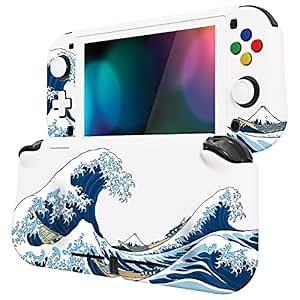 PlayVital ZealProtect Protective Case for Nintendo Switch Lite, Hard Shell Ergonomic Grip Cover for Nintendo Switch Lite w/Screen Protector & Thumb Grips & Button Caps - The Great Wave off Kanagawa