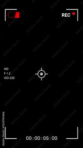 Video Camera Recording Screen Interface With Low Battery Signal. Vertical Camcorder Recording Screen