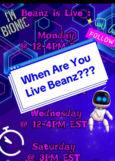 Official stream schedule. Tuesday depends on the body and energy levels. If anyone would like to collab, tell me Thursday, Friday or Sunday please💜 #CapCut Let’s make it a date..or two or three🤪😬