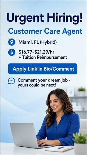 Urgent Hiring! 🚨 $16.77/hr Customer Care Job in Miami, FL #shorts #jobsearch