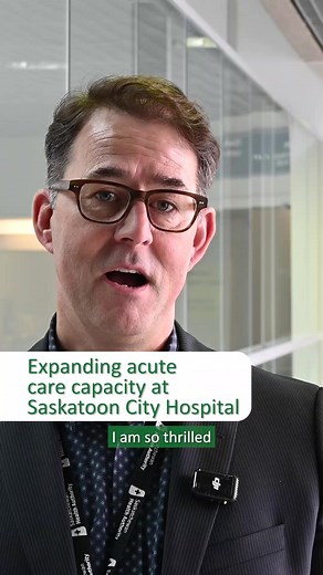 Dr. Mark Fenton, Physician Executive Integrated Urban Health, speaks about the recent announcement of plans to add 109 acute care beds at Saskatoon City Hospital and how it supports the SHA’s ongoing efforts to address capacity pressures in Saskatoon and Regina through the Provincial Capacity Pressure Action Plans. The Government of Saskatchewan’s investment will increase acute capacity in Saskatoon by 14%, significantly supporting the SHA’s ongoing actions to address these capacity pressures fo