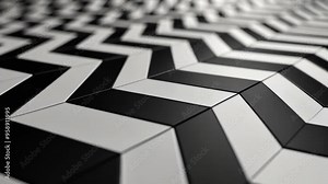 Exploring the intricate design of black and white chevron patterns in modern flooring