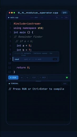 C++ Practice Q12 | Modulus Operator (%) in C++ #shorts