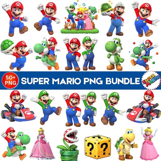 Super Mario Characters PNG Bundle, Mario Luigi Peach Clipart (digital Download) - Etsy