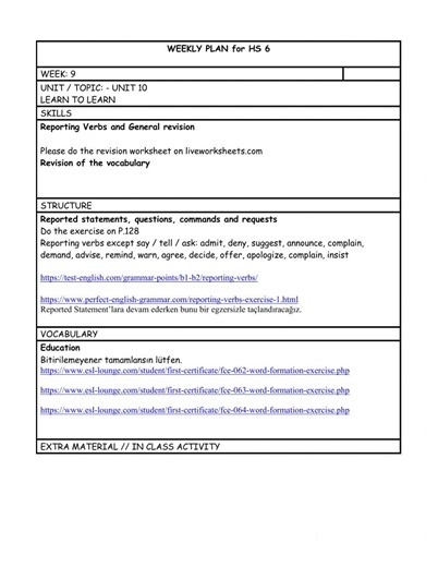 HS 6 week 9 worksheet