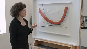 Moholy-Nagy described his work "Papmac," (1943) as "one of the most exciting experiences which perhaps I never will be able to repeat." The evocative title "Papmac" is derived from the outmoded Hungarian diminutive papmacska—a colorful tiger moth or caterpillar whose shape is evoked by the defects in the plastic. Moholy clearly embraced and accentuated the defective material's ability to cast exquisite shadows and create distorted vibrating effects under appropriate light conditions. Watch more: