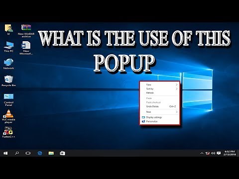What is the use of desktop pop-up menu in Windows 10