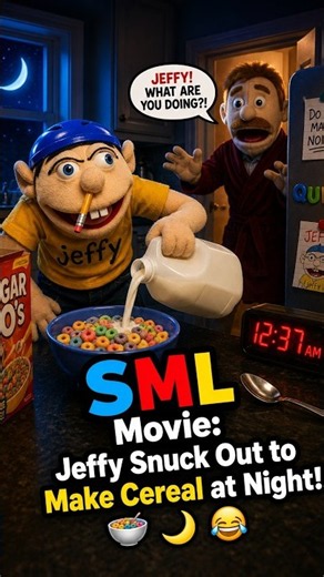 SML Movie: Jeffy Snuck Out to Make Cereal at Night! 🥣🌙😂