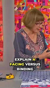 On our Show 3210, Patricia Belyea and Alex Anderson discuss "facings" in quilting. How are they different from bindings? See the whole show and many others at TheQuiltShow.com. See pricing here: https://thequiltshow.com/join #shorts #thequiltshow #quilting #quiltingfabrics | The Quilt Show.com with Alex Anderson and Ricky Tims