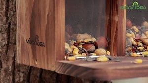 MIXXIDEA Large Squirrel Feeder House, Wooden Squirrel Feeders for Outside, Chipmunk Feeder Made of Thick Wood, No Assembly Required (Brown)