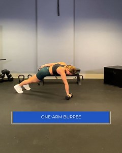 #WorkoutWednesday- To perform the one-arm burpee, hold a dumbbell in...