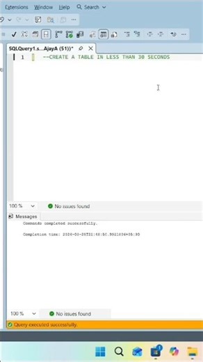 Create SQL Table in 30 seconds ..!!