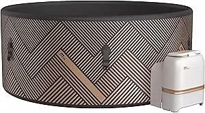 MSpa 6-Person Inflatable Hot Tub, Round Bubble Massage Spa for Outdoor Use, Champagne Gold - Portable Blow-Up Machine with Accessories for Home and Personal Relaxation