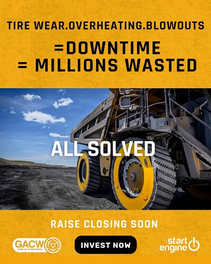 75 Patents. TIME’s Best Invention of 2023. Your Chance To Invest In The Tech That Threatens to Make The Rubber Tire Obsolete. Look at this picture. It’s an airless wheel. But it can make traditional rubber tires obsolete… starting with a $5 BILLION industry. For years, massive mining companies have been forced to burn through cash on giant, inefficient rubber tires. How much cash? Up to $7,000,000 per truck over its lifetime. These 13,000 lb rubber monsters can cost up to $75,000 each and last a