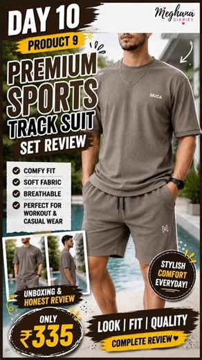 Premium Sports Track Suit Review 🏃 | Worth ₹335? Honest Review #Shorts