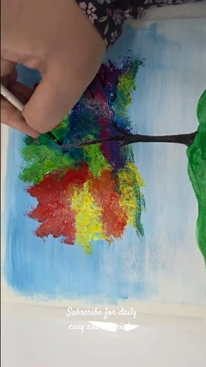How to paint a colorful tree easily / Acrylic Painting Techniques for Beginners #paintingtutorial