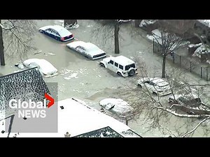 Detroit water main break during cold snap causes major flooding, leaves cars frozen in place