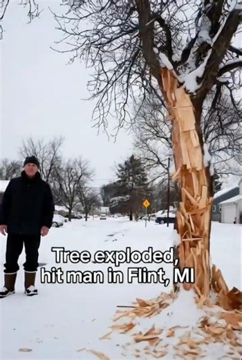 Tree EXPLODES in Michigan Cold Snap – Hits Guy's Shoulder!