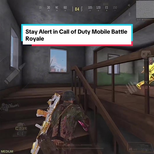 Stay Alert in Call of Duty Mobile Battle Royale Letting your guard down is one thing that you should never do at any point in time. These enemies weren’t very aware of their surroundings and are paying the price for it as you're currently witnessing in CODM BR. I have knocked two enemies down with ease and gained the advantage over this squad. The third enemy is running for his life and I don’t blame him one bit on that decision. He’s surviving a lot longer than I would’ve expected but what he d