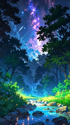 Magical Night Forest ✨ Anime Scenery to Calm Your Mind