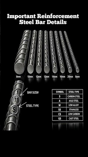 Different Types of Reinforcement Steel Bar Code & Size | Civil Engineering Guide #steelstructures