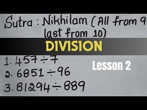 Vedic Maths | Division Lesson 2 | Sutra: Nikhilam (All from 9 last from 10)