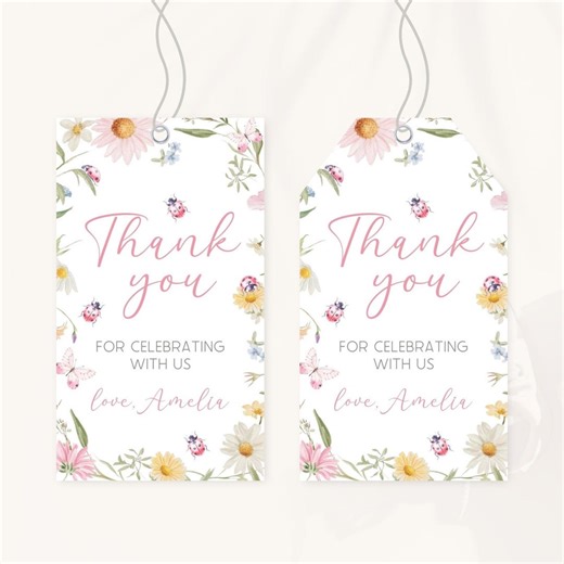 Ladybug 1st Birthday Thank You Tag | Love Bug Birthday Favor Tag | Our Little Lady Bug Birthday Decor | Floral Bugs Birthday Gift Tag | BD40 - Etsy Canada