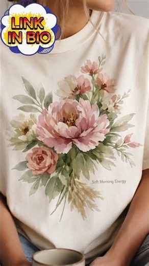 🌸 Soft Morning Energy Floral T-Shirt | Vintage Watercolor Flower Tee for Women