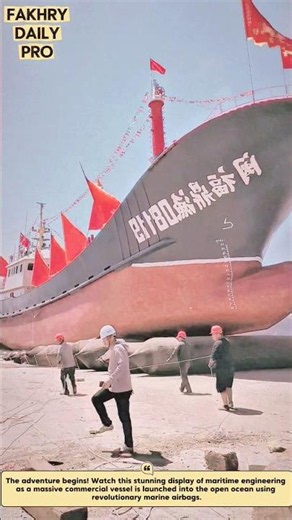 Mega Engineering: How Marine Airbags Launch Ton Ships Safely #giantship #maritime #engineering #fyp