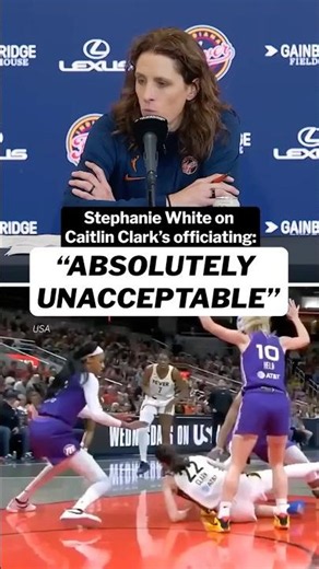 Indiana Fever head coach Stephanie White commented on the way Caitlin Clark is officiated #wnba