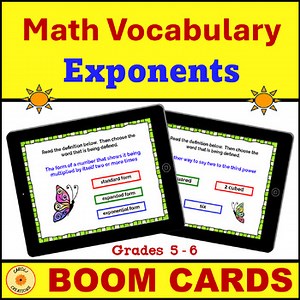 Exponents Math Vocabulary and Practice BOOM Cards