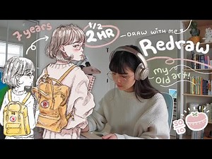 2.5-Hour Draw With Me ✿ 7-Year Redraw Challenge + Pomodoro Timer 50/10 (Soft Music)