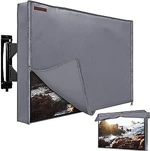 Outdoor TV Cover 30-32 Inches, HOMEYA 600D Heavy Duty Weatherproof TV Enclosure with Front Flap, Waterproof Zipper+Bottom Cover, for Outside LED LCD Flat Screen TVs-Cover Size 31.5''L x 19''H x 4.5" W