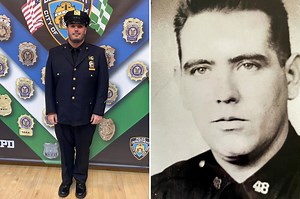 Newly promoted NYPD detective receives shield of grandfather killed in 1977 burglary