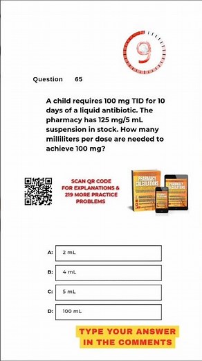 Pharmacy Calculation Questions & Answers: Question #065!