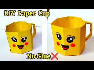 DIY paper cup|Paper cup without glue|No glue paper craft|Paper craft without glue|Easy no glue craft