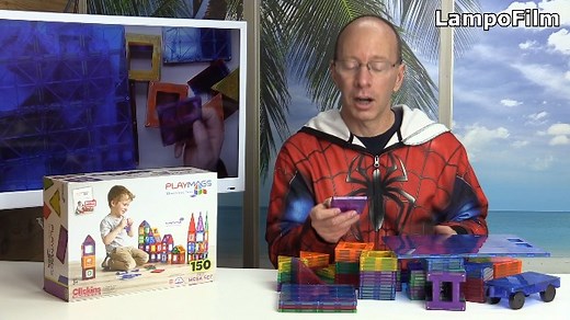 Watch Playmags 150-Piece Magnetic Tiles Building Set on Amazon Live