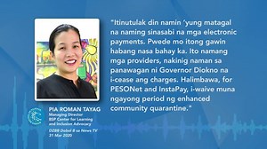 🔊 Interview with BSP Managing Director Pia Roman Tayag on continued banking services, digital payments and regulatory relief to banks - 31 March 2020 (GMA News Dobol B sa News TV, 31 March 2020) | Bangko Sentral ng Pilipinas