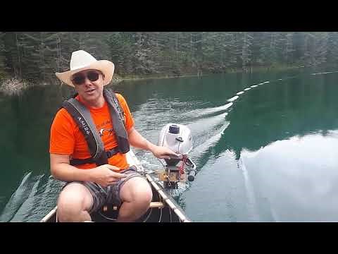 Sportspal/Radisson canoe motor mount up close and on the water