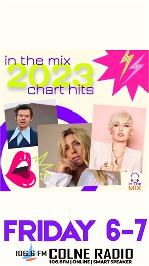 Colne Radio on Instagram: "Start your weekend with a nostalgic hour long mix, reliving the chart hits from 2023! InTheMix is here tonight at 6pm!"