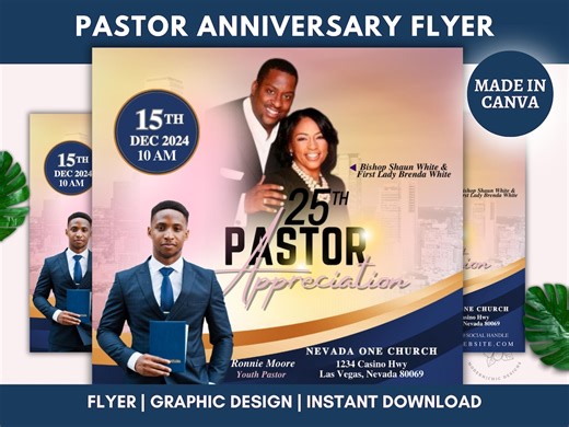 Editable Pastor Anniversary Flyer Template: Church Celebration (canva Edit) - Etsy